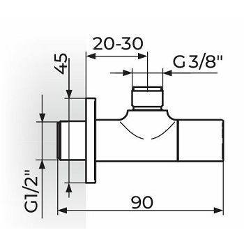 KUTNI VENTIL S2 BLACK 1/2x3/8" DESIGN CRNI 261238B