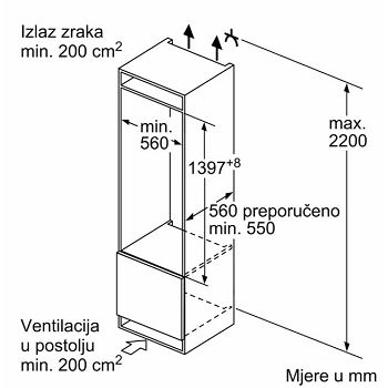 HLADNJAK BOSCH KIF51AFE0 KOMBINIRANI UGRADBENI