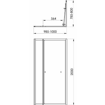 TUŠ KABINA VOXORT BLUE TKP 100X80  PREMIUM FLY PROZ./MAT CRNA V452521