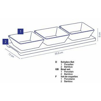 ZDJELICE SET ZA POSLUŽIVANJE PHILIPA, 33,5x12x5cm PORCULAN BIJELA 4/1 KELA