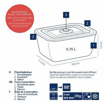 POSUDA VATROSTALNA  ZA HRANU S POKLOPCEM AURELIA, 1,4l STAKLO PROZIRNA KELA